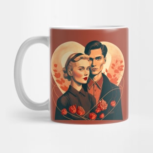 Illustration of handsome young couple in heart Mug